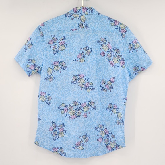 Lords of Harlech Scott Paisley Vines Blue Shirt Button Up Size Small NWT - Picture 5 of 7